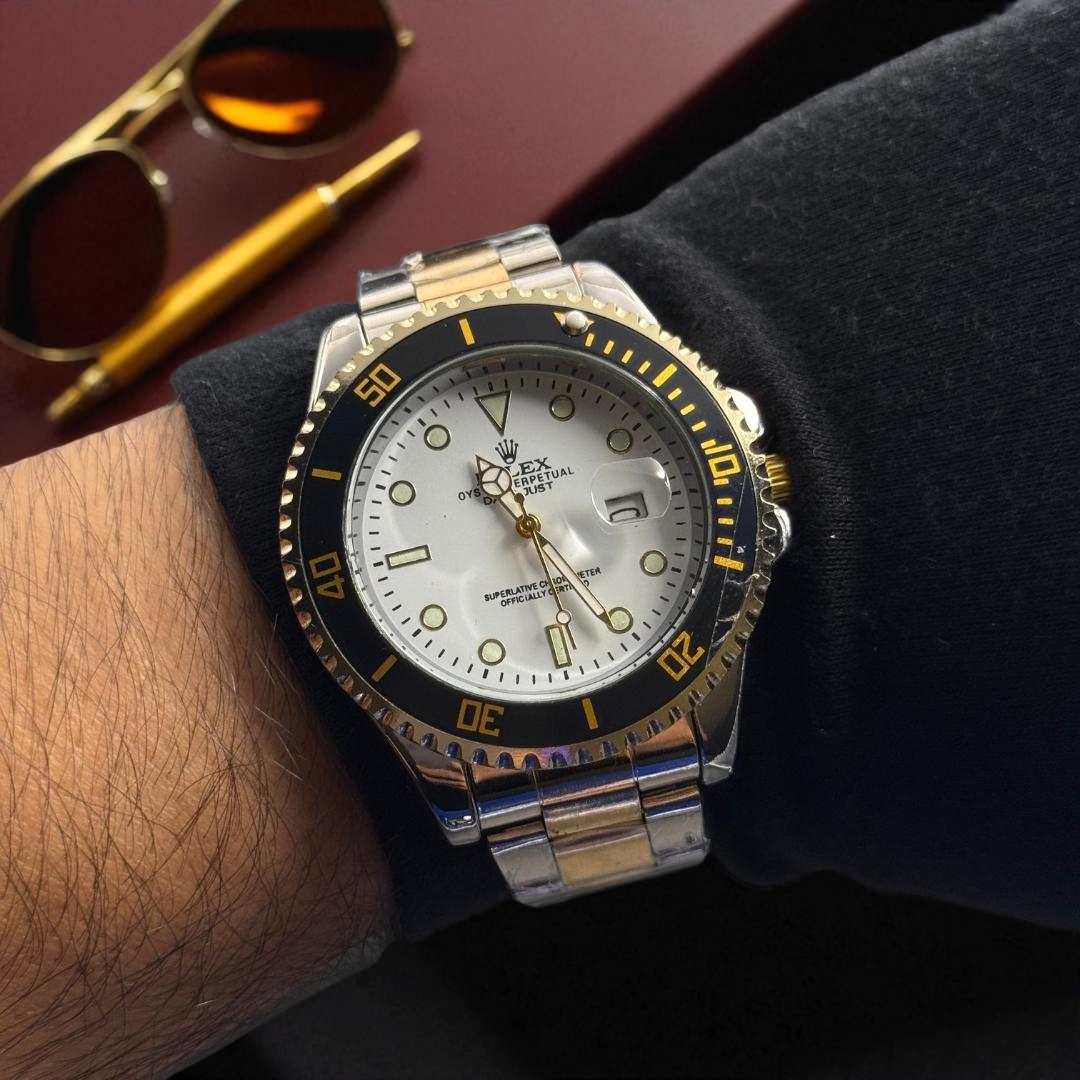 Rolex Plus Bicolor Tablero Blanco Bisel Negro