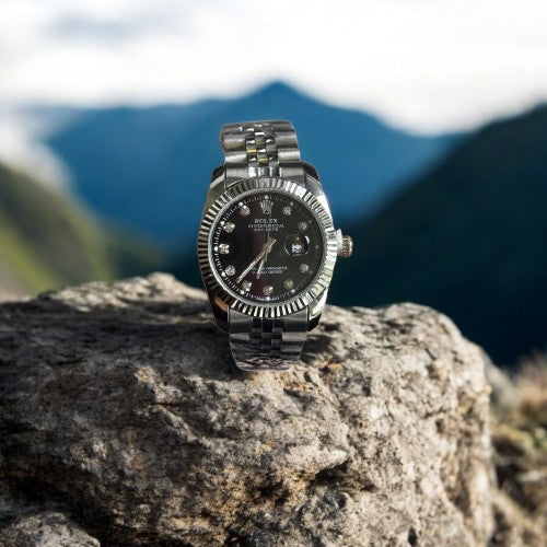 ROlex Datejust Mujer Premium Plateado Tablero Negro