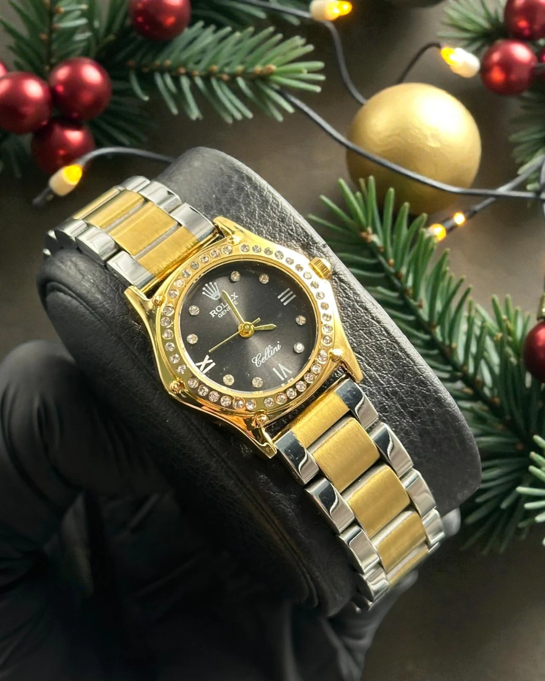 Rlx Mujer New Bicolor Dorado Tablero Negro Dorado