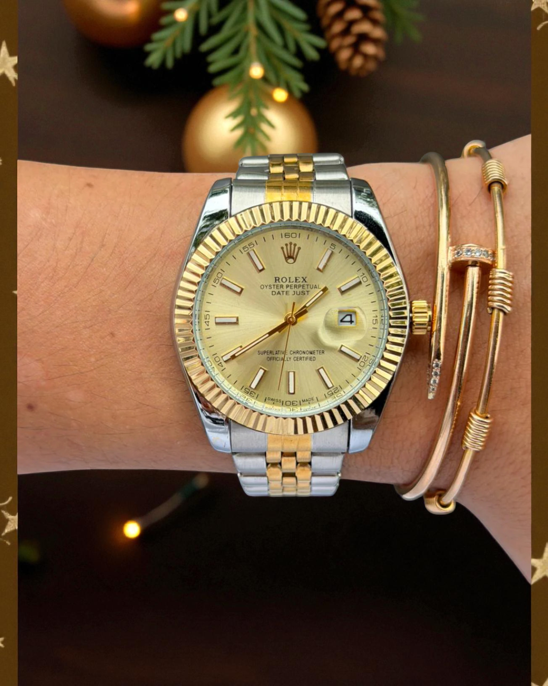 Rlx Trenzado Bicolor Dorado Tablero Dorado