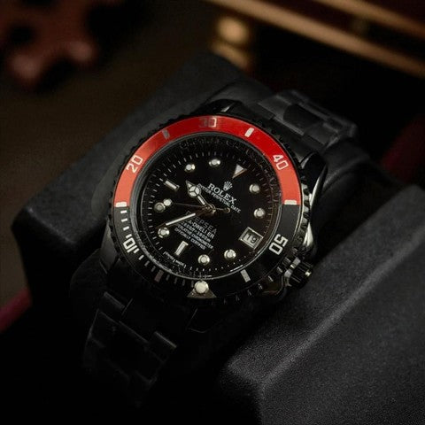 Rolex Submariner Mujer Negro Tablero Negro Bisel Negro Rojo