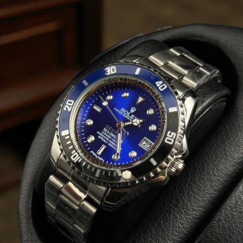 Rolex Submariner Mujer Plateado Tablero Negro Bisel Negro Azul