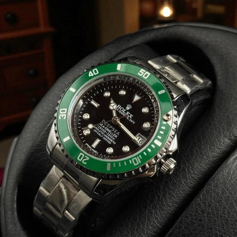 Rolex Submariner Mujer Plateado Tablero Negro Visel Verde