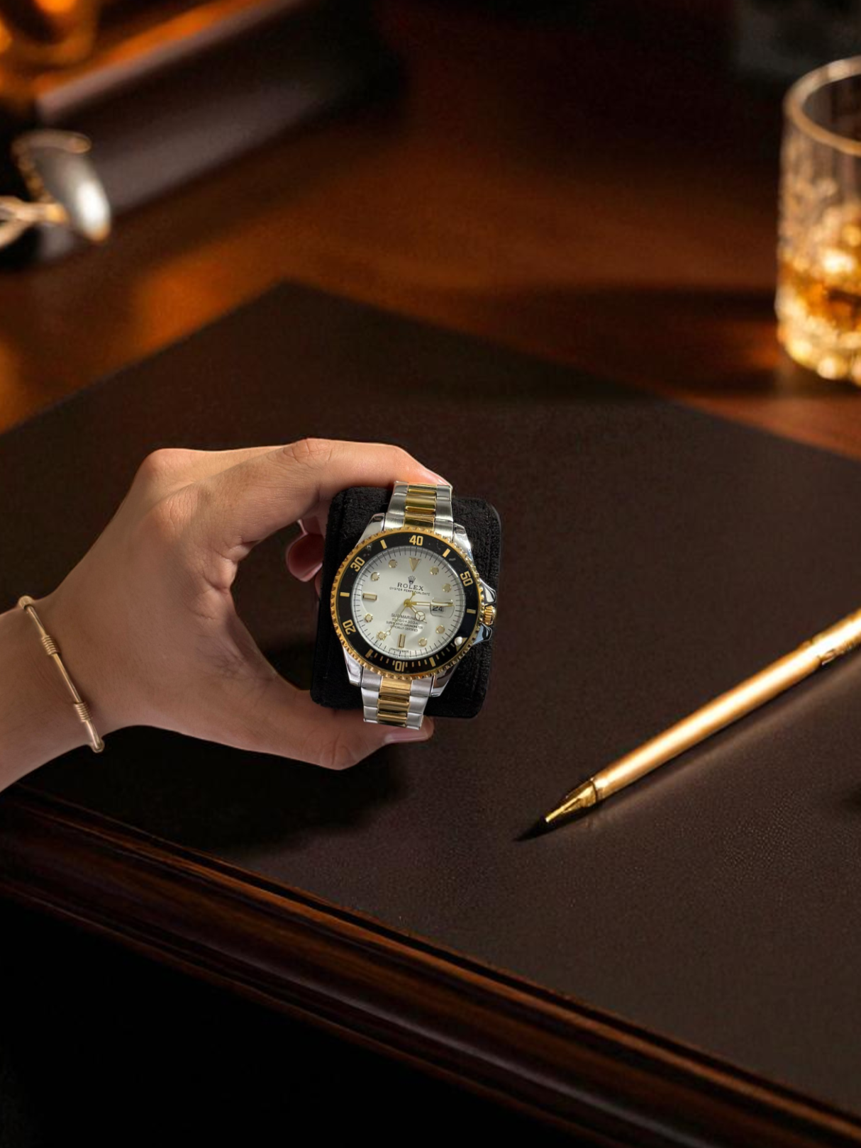 Rolex Plus Bicolor Tablero Blanco Bisel Negro