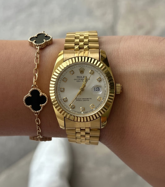 Rlx Mujer Dayjust Diamond Dorado Tablero Plateado