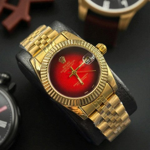 Rolex Datejust Mujer Dorado Tablero Rojo