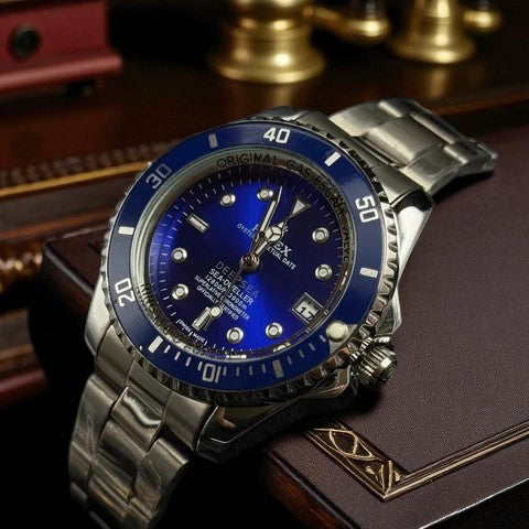 Rolex Submariner Mujer Plateado Tablero Azul Bisel Azul