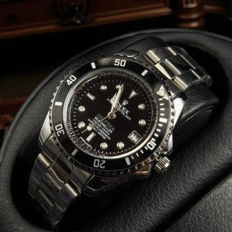 Rolex Submariner Mujer Plateado Tablero Negro Bisel Negro