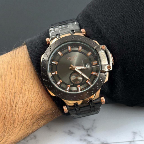 Tissot Metal Negro Tablero Negro-Oro Rosa