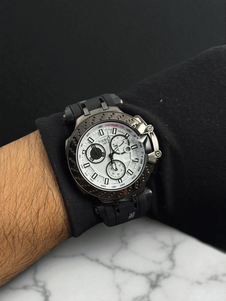 Tissot T-Race Plus Goma Negra Tablero Blanco Negro Negro