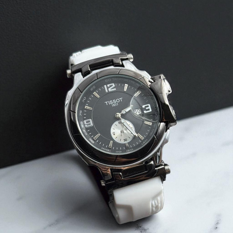 Tissot T-Rce Goma Blanca Tablero Negro Plateado Negro