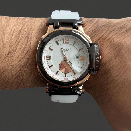 Tissot T-Rce Goma Blanco Tablero Blanco Oro Rosa - Negro