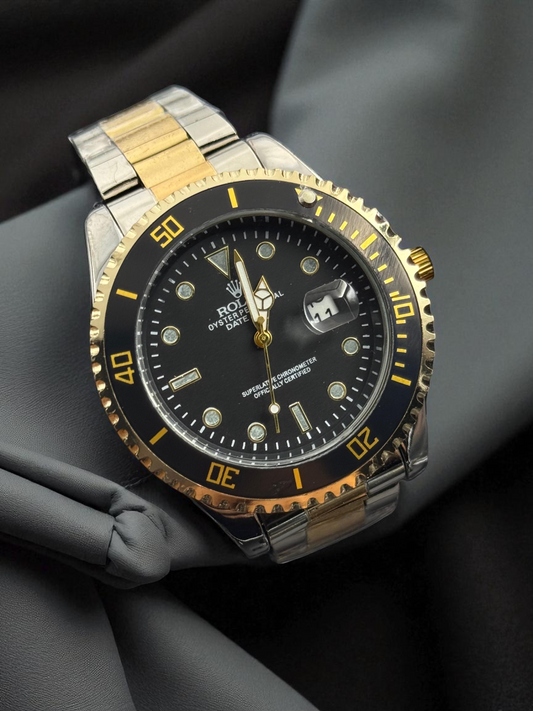 Rolex Plus Bicolor Dorado Tablero Negro