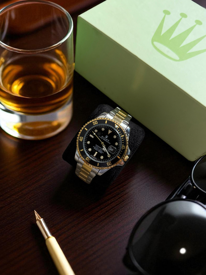 Rolex Plus Bicolor Dorado Tablero Negro