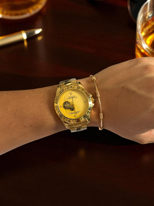 Rolex Automático Dorado tablero Dorado